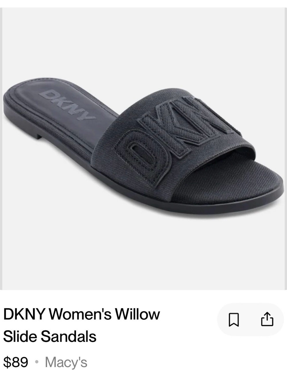 DKNY Black Willow Slide Sandals with Raised Logo